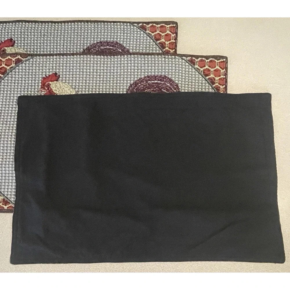 Rooster Tapestry Placemats Set / 4 Kitchen Woven 12